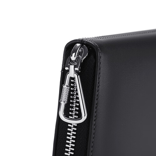 Sept wolves long portefeuille Top Layer Cowhide Zipper Men's Business Multi-carte Vêtements Vêtements Cadeaux pour les cadeaux de petit ami pour les pères 001 (noir) 105 mm * 200 mm