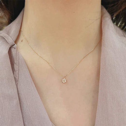Puli 18K gold natural diamond small flower pendant daisy necklace women's clavicle chain women's high-end simple AU750 neck jewelry 20 points or less, not graded 18K gold custom F-G/excellent white 1 point