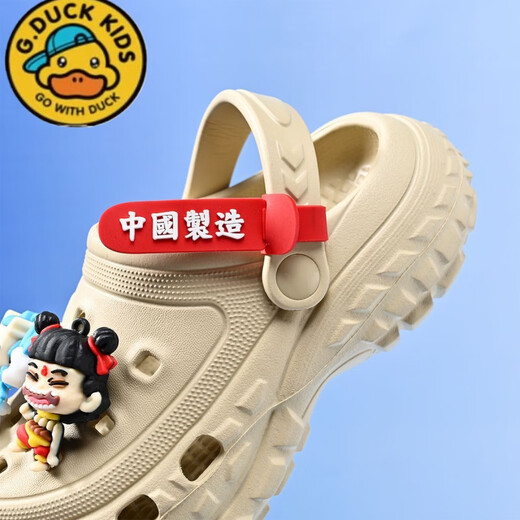 G. DUCKKIDS哪吒卡通新款男童洞洞鞋防滑软底宝宝沙滩鞋 灰色【哪吒敖丙】 24 -25