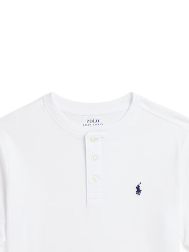 Polo Ralph Lauren Boys' Classic Jersey Cotton Short-Sleeved Henley RL43135 100-White S (7)