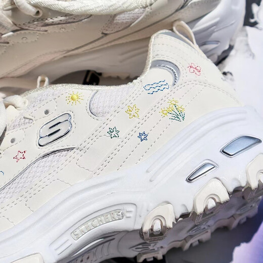 SKECHERS DLITES Series Strap Dad Shoes Sports Sports Sports White White Altura que aumenta los zapatos 896155 Silver 11979-WSL Spot 39