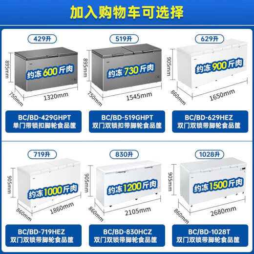 海尔（Haier）【商用冰柜双开门】冰柜大容量500升以上全冷冻柜零下38℃超低温海鲜柜卧式两用冷柜带锁雪糕柜 BC/BD-719HEZ 719L