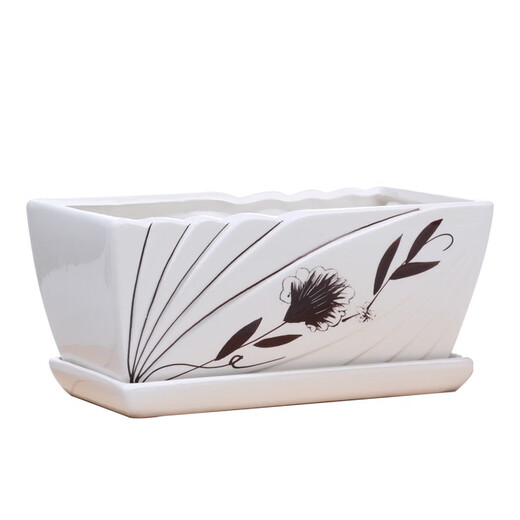 Maceta de flores de cerámica rectangular con plástico de paleta al por mayor de escritorio personalizado simple planta suculenta banyan banyan maceta rectangular-12108 bandeja de separación de flores marrones mediano