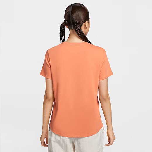 耐克NIKE春夏女短袖T恤 纯棉 运动休闲 修身显瘦DX7907-828橙色 L