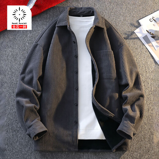 Kuraishi Kazuki trendy brand light luxury coat shirt-style jacket men's 2026 new spring lapel fashion loose top gray XL about 130~155Jin Jin equals 0.5kg can be worn