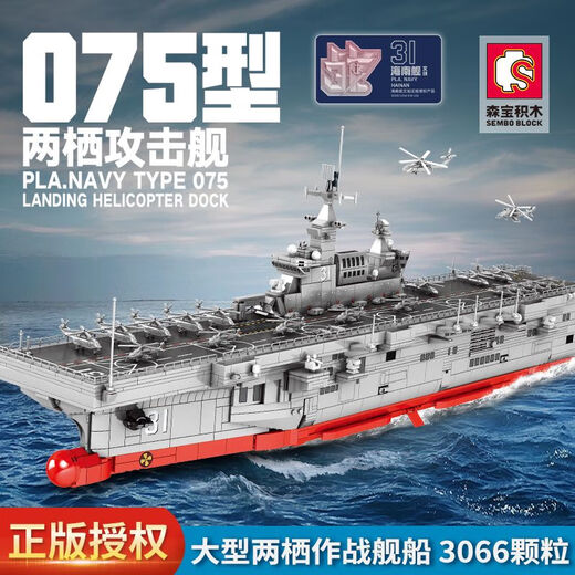 正版海南舰075两栖攻击舰202002拼装带灯成年3066颗粒 潘洛斯628011大型U艇 6172