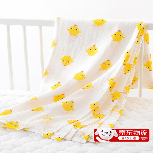 Wenzhi pure cotton gauze thin newborn delivery room wrap summer baby bath towel baby soft blanket wrap sheet little yellow chicken double layer 110x110