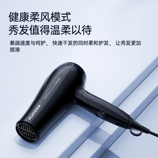 飞科（FLYCO）电吹风家用大功率吹风筒负离子吹风机冷热风酒店理发店发廊FH6101 FH6231   2000W可折叠低调黑
