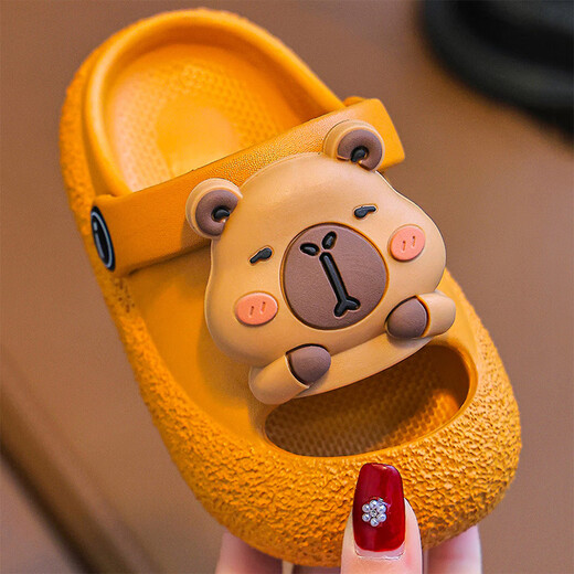 Tiaodegao Kapibara children's slippers boys' new summer clogs non-slip girls' sandals indoor baby slippers pumpkin color 22-23 sizes 15cm inner length