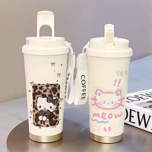 Heenoor Cute Coffee Cup Student Thermal Tasse große Kapazität 316 Keramik Edelstahl Edelstahl Liner - FA691 LINE PUPPY + LANYARD