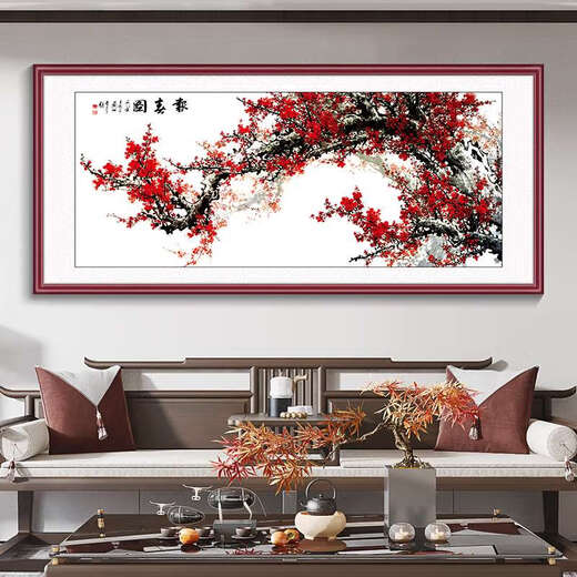 Jipin Emperor Flower Blooming and Rich Living Room suspendu peinture canapé arrière-plan décoration murale Restauration pivoine fleur de peinture chinoise Murale FF109-Mantang Auspice 12353m Edge de couleur de grain de bois régulier