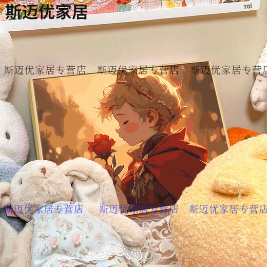 Little Prince Mi Lan und Rose Digital Ölmalerei DIY Füllungsfarbe handgemaltes Malerei Cartoon Acrylölmalerei Dekorative Malmalerei