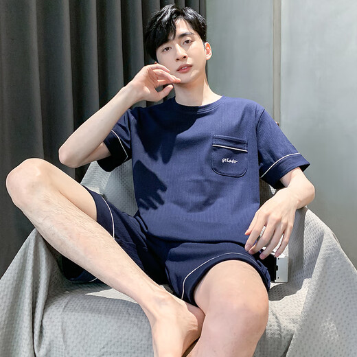 Catman (MiiOW) 2025 new men's summer pajamas pure cotton short-sleeved home clothing for men's boys and teenagers summer summer large size HDE-9922 L