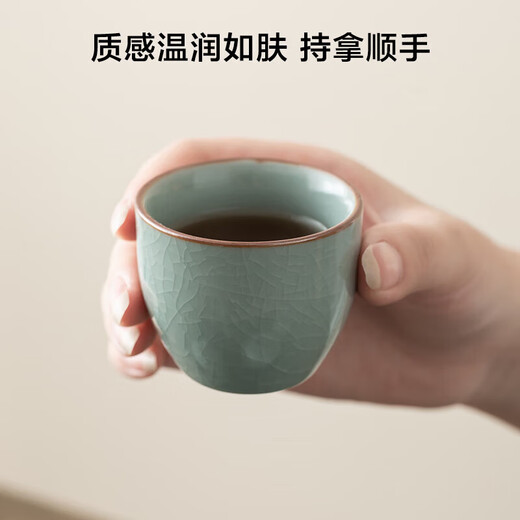 Ru kiln kung fu tea set high-end tea making azure teapot tea cup home office tea making 12 head azure Ru kiln Xishi teapot