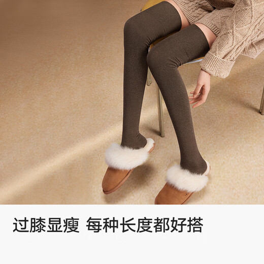Cotton bamboo house over-the-knee socks for women in autumn and winter, anti-slip cotton stovepipe knee pads, spring and autumn black high-tube thigh socks, pressure over-the-knee dark gray + black 2 pairs, one size fits all, pressure over-the-knee tube height 54cm