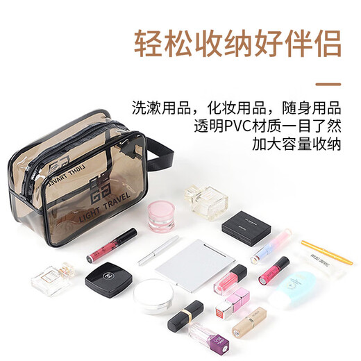 Waterproof portable travel toiletry and makeup storage bag storage bag 60 silk thick transparent gray
