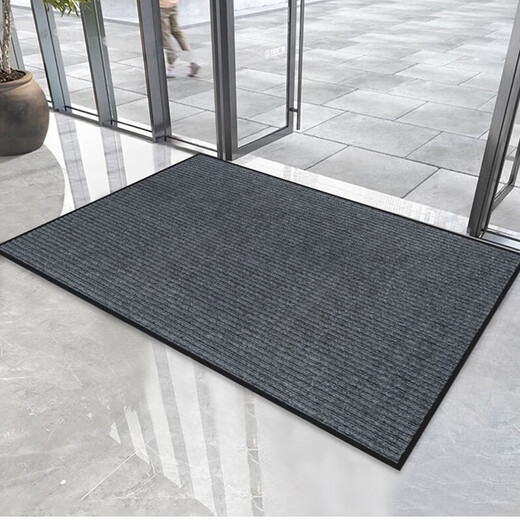 Jushiyi double-striped anti-slip floor mat, thickened wear-resistant and absorbent carpet, stair cuttable corridor elevator anti-slip carpet, double-striped gray 80*120cm