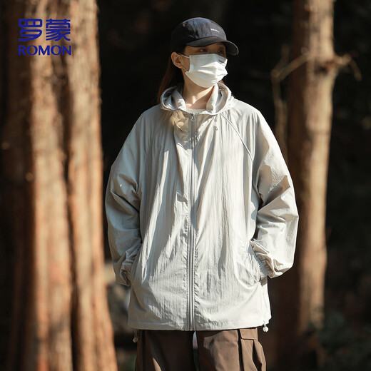 ROMON sun protection clothes for men summer ice silk breathable loose skin clothes outdoor fishing jacket men YF60 light gray 4XL