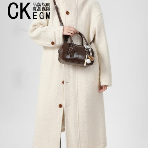 CKEGM贝塔包小众复古保龄球包女2025新款大容量单肩斜挎包春夏新品经典 高品质布朗尼棕 下单送主图挂件