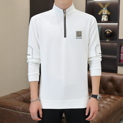 HUALIN FASHION男士半拉链恤长袖休闲百搭新款春秋季卫衣 6188黑色 M 90-110斤