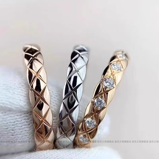 OEMG high version coco rhombus ring for women 18K gold small fragrant rose gold ring couple rings stacked high-end fine version diamond-free white gold correct version No. 5