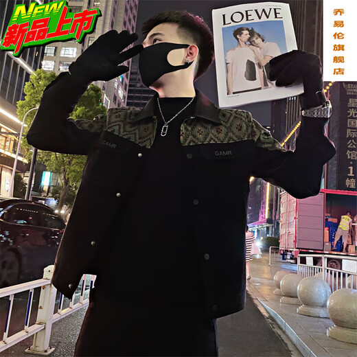 Qiao Yilun Spiritual Guy Lapel Куртка из искусственной кожи Мужская куртка Весна и осень Топ 2025 Осень и зима Новая кожаная одежда Yuppie Мужская одежда черного цвета XL