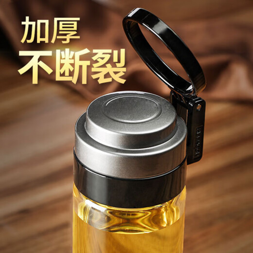 希诺官方舰旗店玻璃杯单层加厚过滤泡茶杯子男女大容量便携水杯 6076带茶网无礼品 695ml