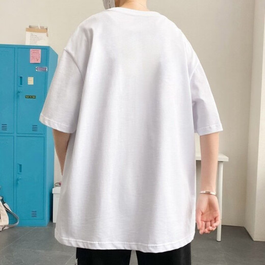 GTYUWVG【9859人收藏】纯棉男士2024夏季新款T恤韩版潮流ins港风学生 黑色T恤【GK小熊】 XL
