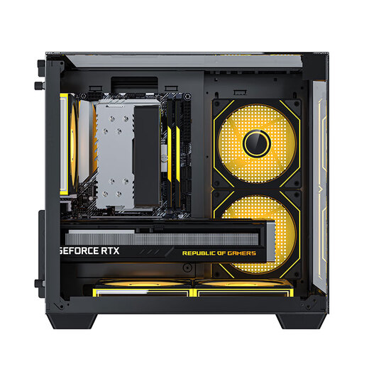 AOC星海CG389黑色 游戏电脑主机海景房机箱 三面玻璃/无立柱/支持MATX/5风扇位/3D立体全景/左右分仓
