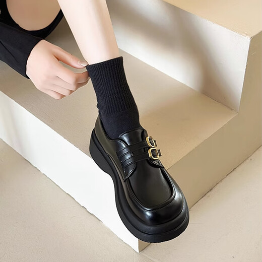 靖话英伦风小皮鞋女2025春夏季新款单鞋日系jk制服百搭玛丽珍乐福鞋子 黑色 38 (240mm)