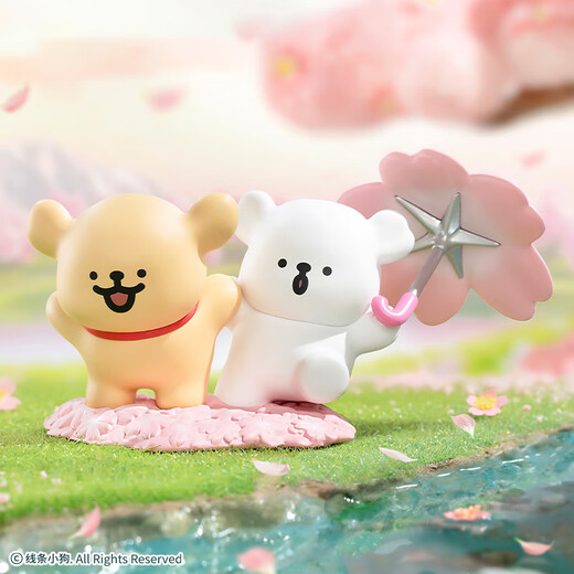 名创优品（MINISO）线条小狗浪漫樱花系列盲盒手办桌面摆件玩具生日礼物女 单盒