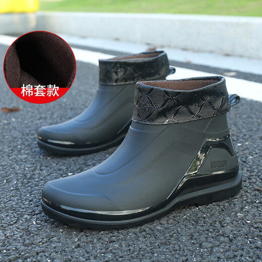 英式雨鞋男短筒防水休闲雨靴平底轻便厨房防滑胶鞋厚底水鞋工作鞋 630 黑色单鞋【标准码】 41
