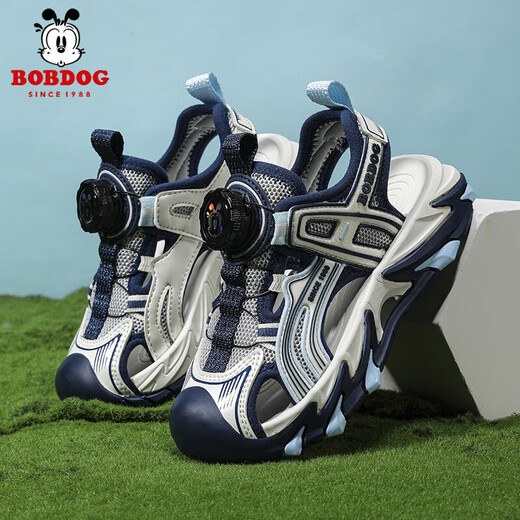 BOBDOG (BOBDOG) BOBDOG children's sports sandals boys' shoes 2025 new youth shoes non-slip boys beach shoes LY920K black blue 31 shoe inner length 19.8cm