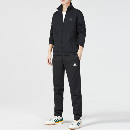 Adidas Combinaison de sport d'automne et d'hiver pour homme, entraînement de fitness, veste à col montant confortable et respirante, pantalon décontracté de course H12217+GK9226 L