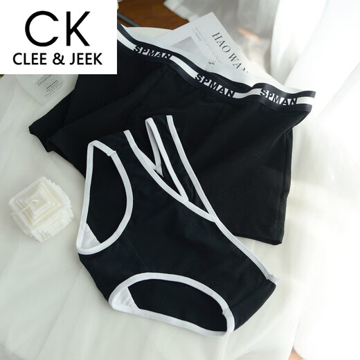 Clee/Jeek schwarz ein Mann eine weibliche weibliche baumwolleis ice seide reine durchscheinende Briefs Bänder Geschenk Set 6628 Paar ein Mann eine Frau m Frauen l