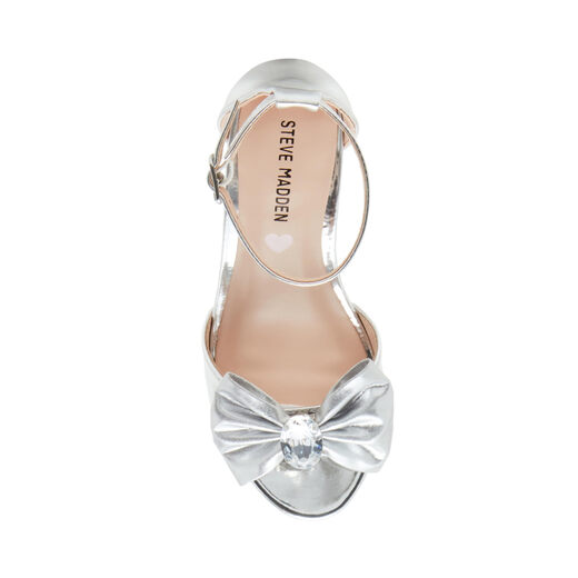 Steve Madden Girls Clair Heeled Sandal, Silver, 5 Olds Silver 5 Olds