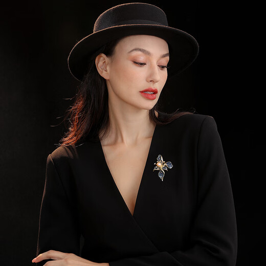 Oppenheim benheart Danish floating iris brooch women's pearl corsage high-end accessories suit pin gift brooch - floating iris blue gold
