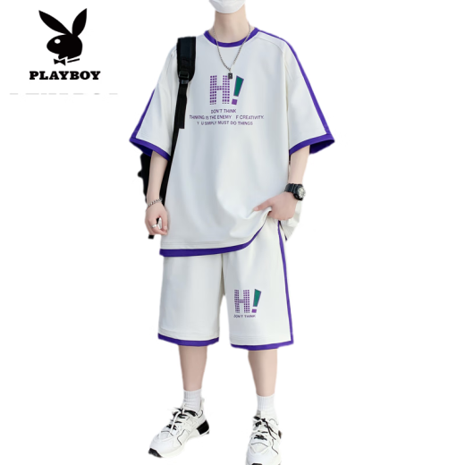 Playboy (Playboy) T-shirts à manches à manches courtes pour les étudiants avec Big Children's Ice Silk Shorts à manches courtes de 12-15 ans