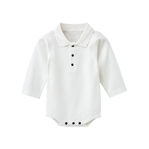 Enhennbaby baby lapel bag, spring baby jumpsuit, newborn one-year-old clothes, romper, white (one size smaller) 66cm