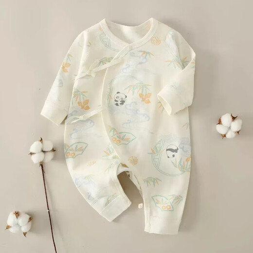 [Four Seasons Baby Climbing Clothes] Spring and Autumn Baby Clothes Class A Pure Cotton Newborn Onesie Long Sleeve Boneless M12003 Blue Love Heart 52cm