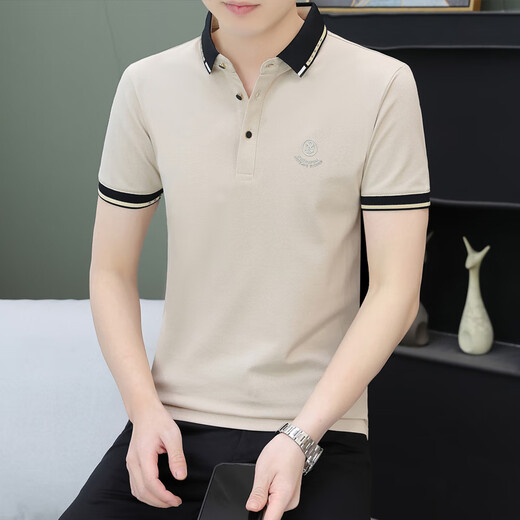 Xuanchun Guangdong Puning Herren kurzärmelig T-Shirt Cotton Middle Age Herren-Stickhemd konkave Hut-Sommergeschäft Weiß 723 Lapel M 85-110jin [Jin ist gleich 0,5 kg]