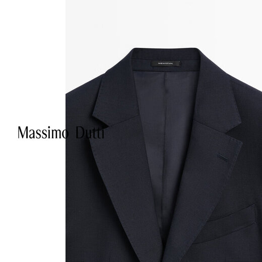 Massimo Dutti autumn new product 2025 men's smart commuter style gentleman wool blended suit jacket 03502502 Navy blue 46 (175/92A) size is small