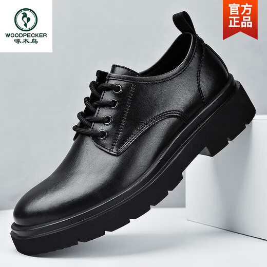 Woodpecker Men's Chaussures 2024 Nouveau automne British Style Black Casual Le cuir Chaussures pour hommes Business Formal Us