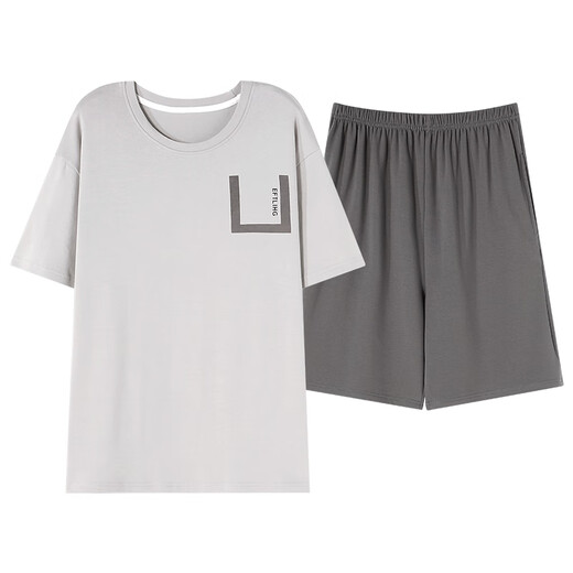 Pajamas Modal Men's Summer Cotton Silk à manches courtes 2025 Nouvelle adolescente d'été Cool Home Clothing Set Summer Style 01T9716 Black English Striped Pantal