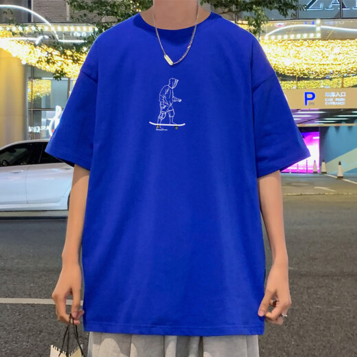 
GTYUWVG pure cotton T-shirt men's trendy brand casual loose round neck short sleeve boys teenagers summer new versatile T-shirt 3892 gray M about 100-120 Jin [Jin equals 0.5 kg] can be worn