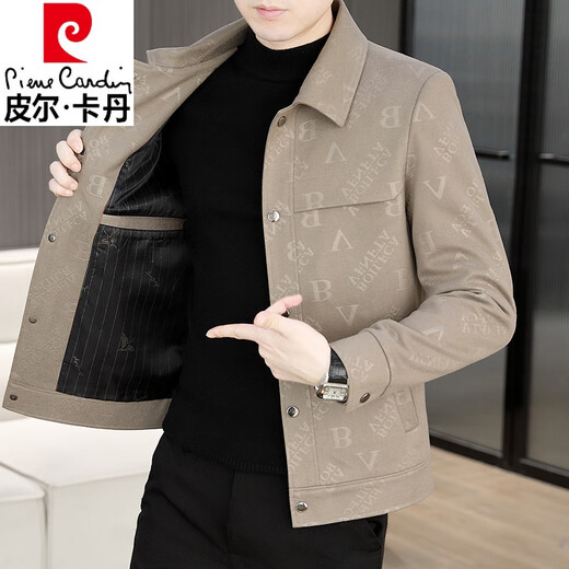 
Pierre cardin jacket men's jacket spring and autumn fashion and casual new high-end embossed men's youth lapel autumn top 826 black (authentic) 4XL (175-190Jin[Jin equals 0.5 kg])