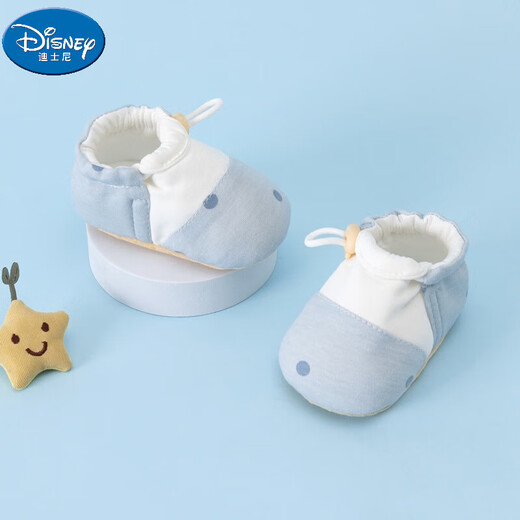 DISNEY迪士尼婴儿鞋0-3-12个月到1岁步前鞋春秋四季款男女宝宝软底鞋 水墨花 12 L码，内长12厘米