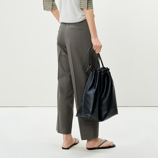 Menos [mismo estilo en el centro comercial] 2025 Summer Nuevo pantalones de corte rectos casuales 2p4e13660 367 té profundo verde m