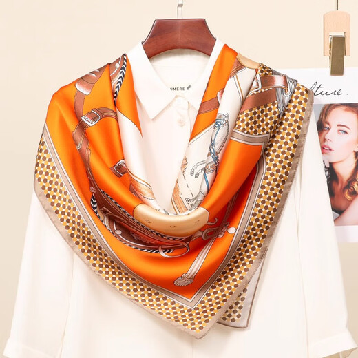 吴蚕里（WUCANLI）真丝丝巾大方巾女桑蚕丝披肩2025新款妈妈生日礼物高级感时尚围巾 秘境花园-米色 88CM*88CM