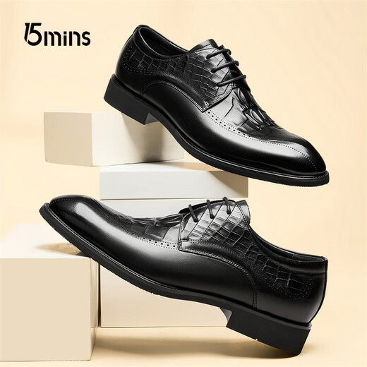 
15 minutes top layer cowhide men crocodile pattern men's shoes business formal leather shoes wedding shoes low top shoes men E1049 black 42
